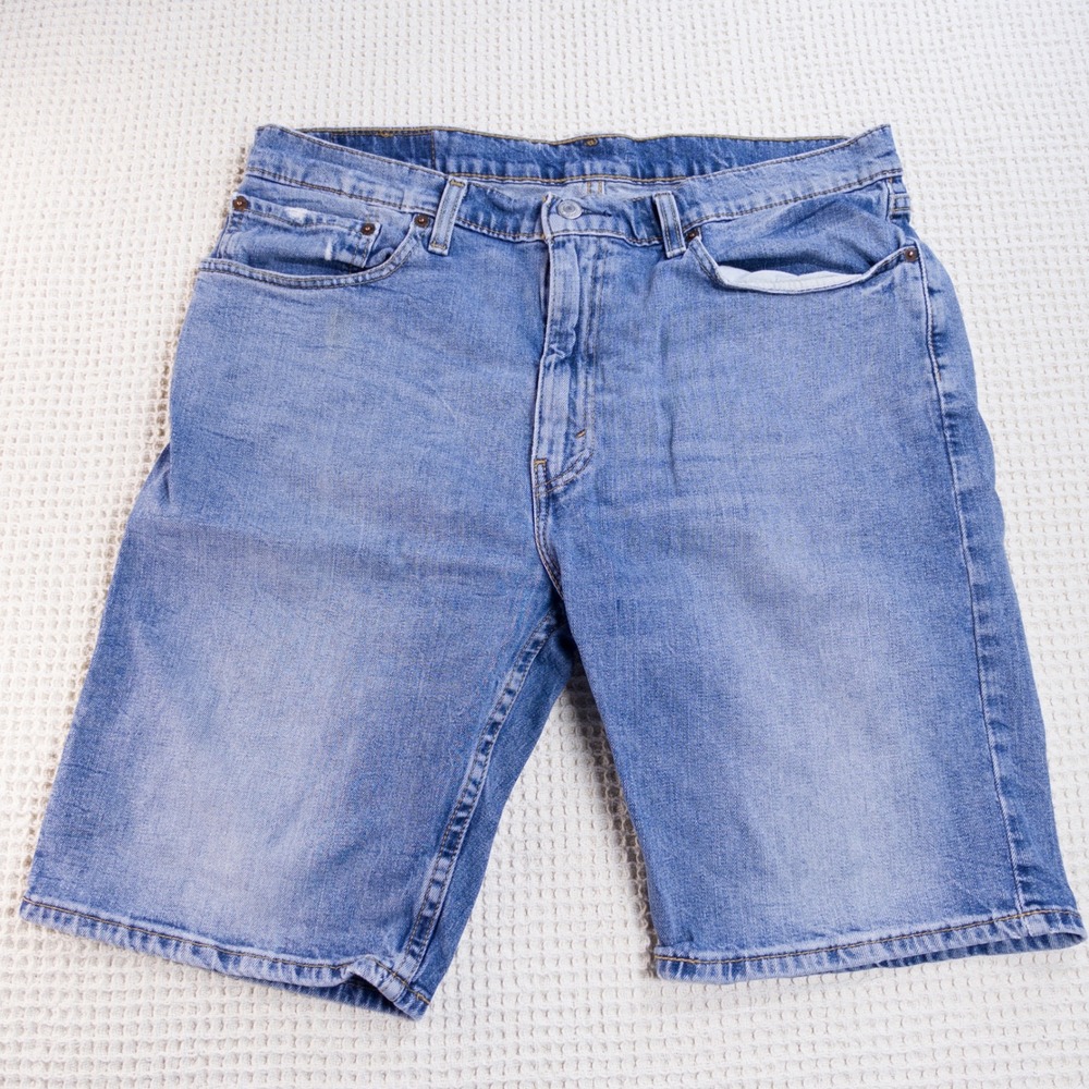 Levis 505 Regular Fit Denim Shorts Mens 34 Medium Wash Blue Jean Shorts